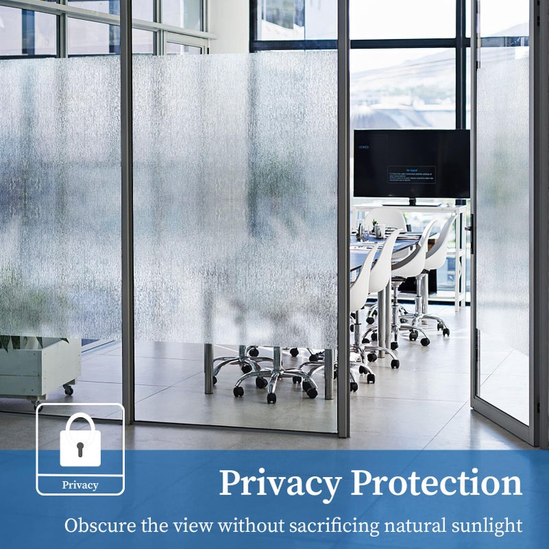 FEOMOS Rain Glass Window Film UV Blocking Removable Window Sticker Static Cling Film Vinyl Decorative Glass Film for Windows Doors Privacy Non Adhesive 17.3 x 78.7 inches - Image 5